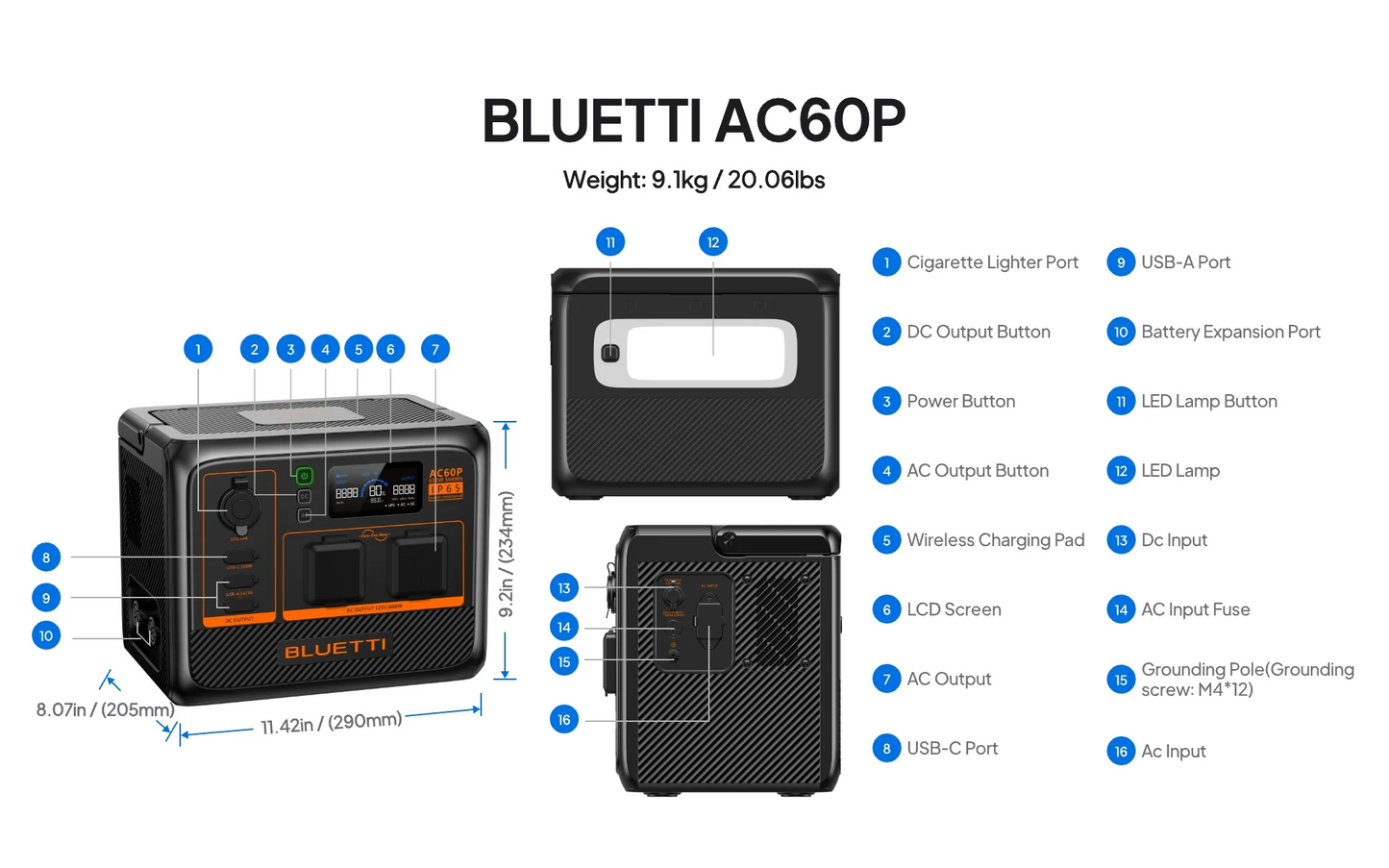 Bluetti AC60P – 600W Portable Power Station