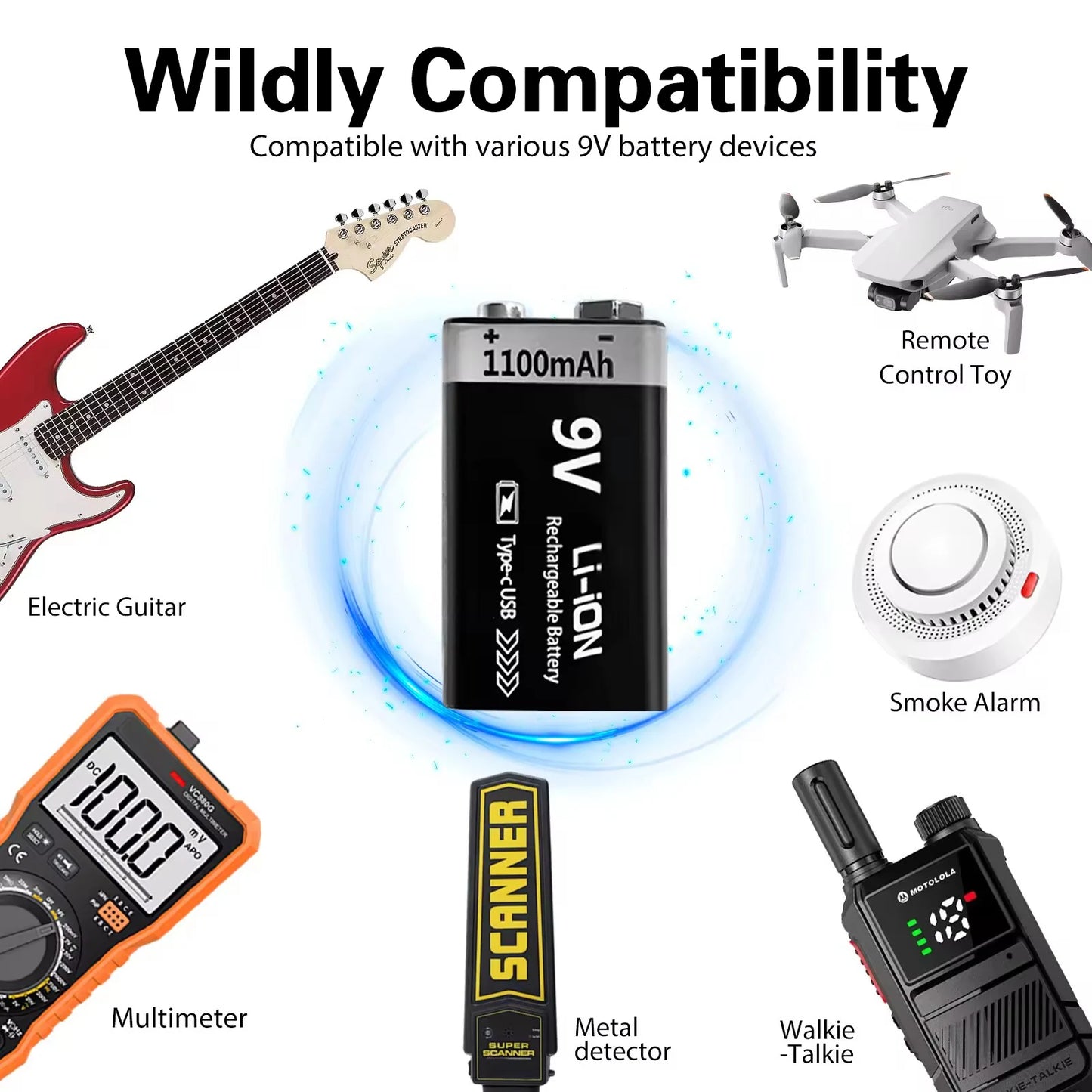 MATOV 9V USB Rechargeable Battery