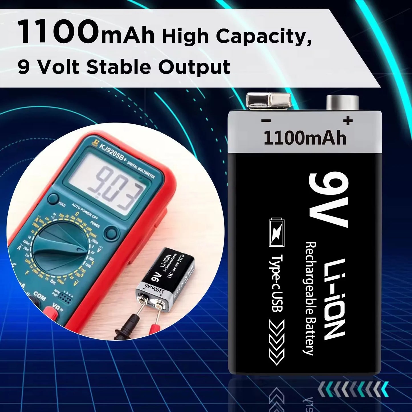 MATOV 9V USB Rechargeable Battery