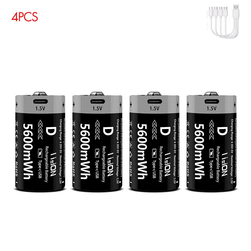MATOV D Size USB Rechargeable Batteries