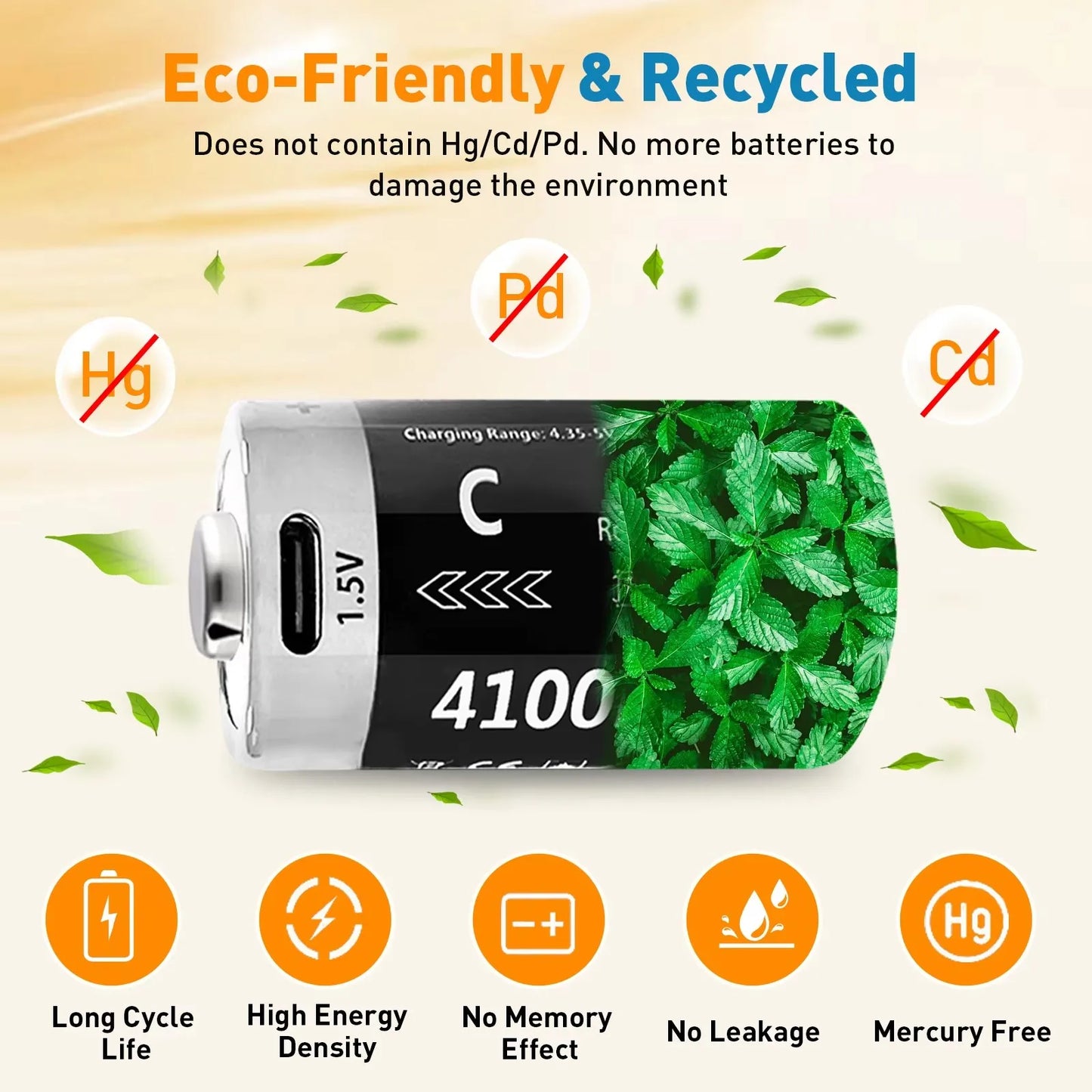 MATOV C Size USB Rechargeable Batteries