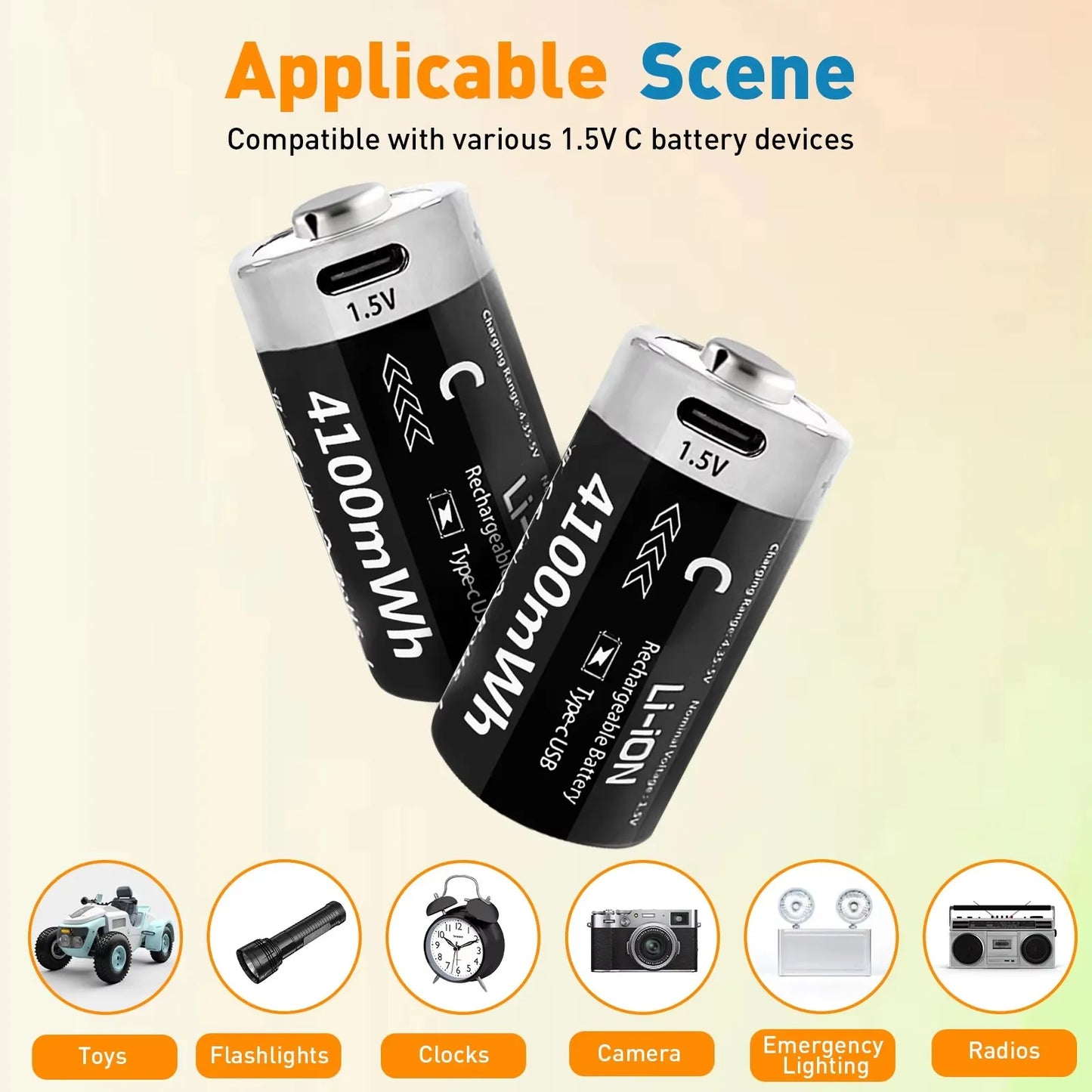MATOV C Size USB Rechargeable Batteries