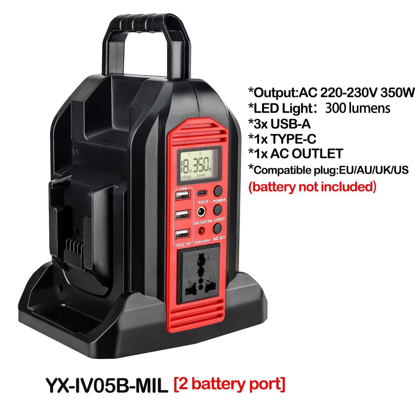 350W Portable Inverter For Milwaukee M18 Battery