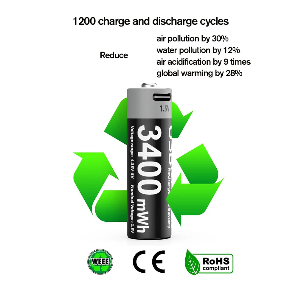 MATOV Li-ion AA USB Rechargeable Batteries