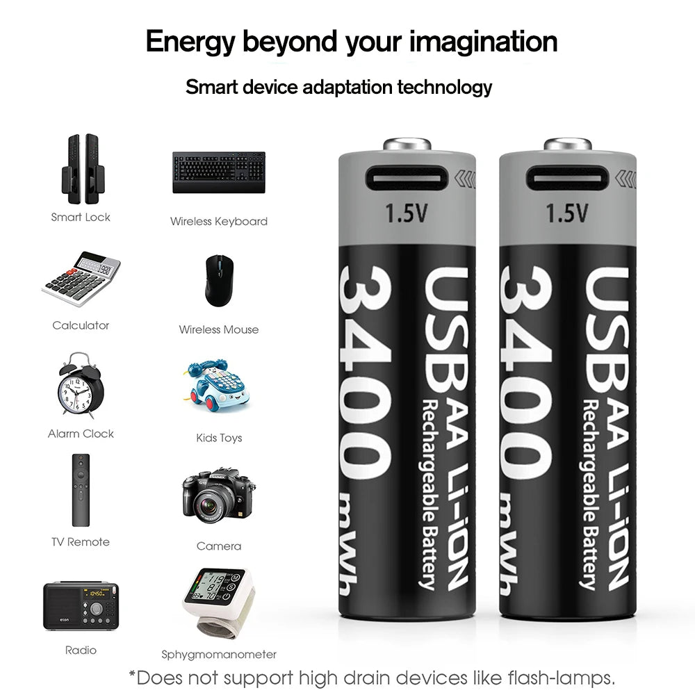 MATOV Li-ion AA USB Rechargeable Batteries