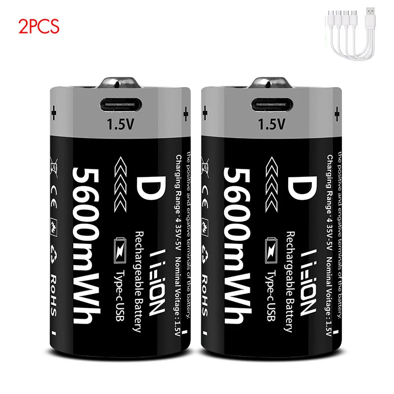 MATOV D Size USB Rechargeable Batteries