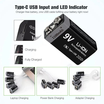 MATOV 9V USB Rechargeable Battery