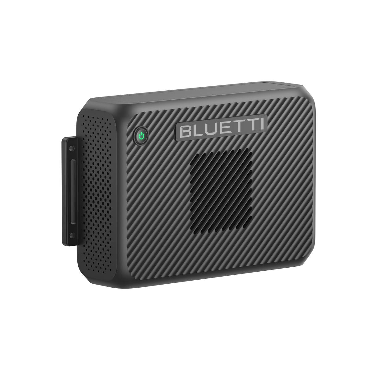 BLUETTI Charger 2 three-quarter product view showing the left ventilation grille and mounting brackets