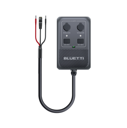 BLUETTI DC Hub for Charger 2 with its attached RJ45 and red-black connection cable