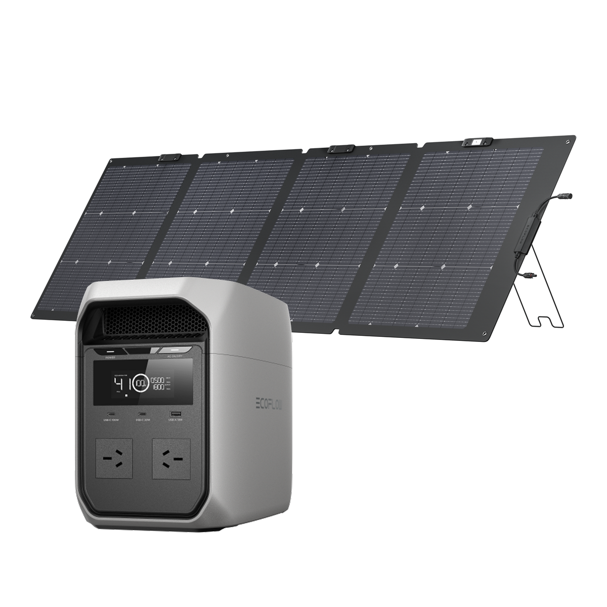 Australian EcoFlow DELTA 3 Classic and NextGen 220W bifacial portable solar panel on white